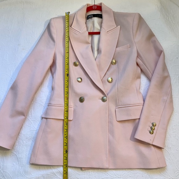 Zara Light Pink Double-Breasted Blazer size Small - Picture 8 of 16